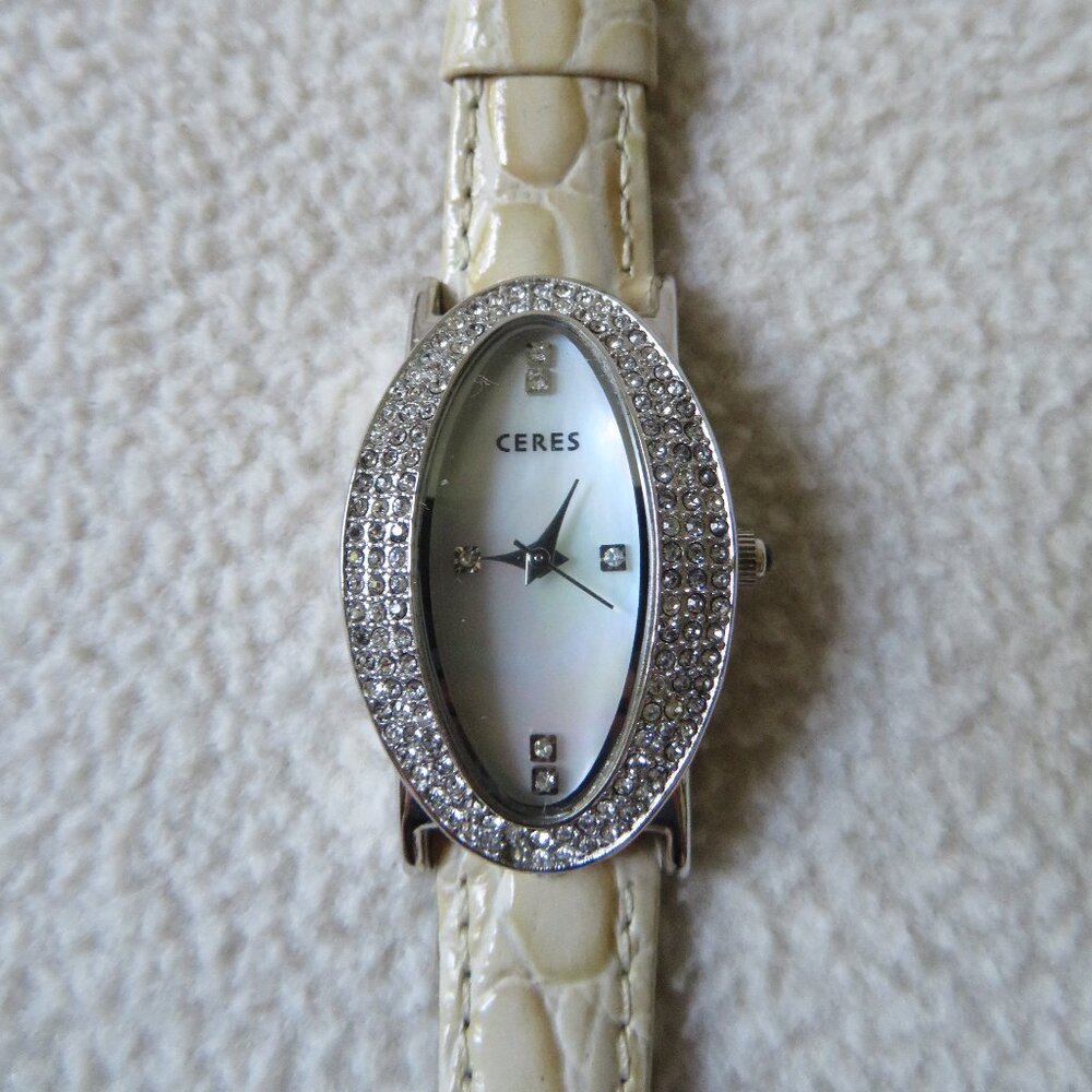 Ceres New York Ivory Leather Strap Watch NWOT